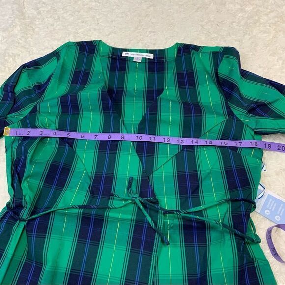 🆕 Southern Tide Green Isle Plaid Marlena Surplice Top - Picture 8 of 9